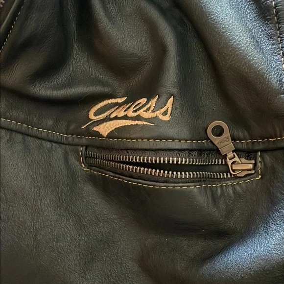 Guess Black Bomber Jacket with Polished Finish - Picture 3 of 4